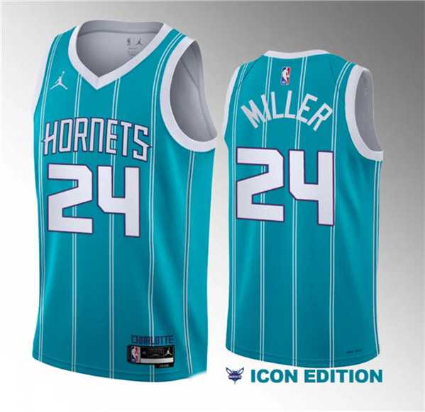 Men%27s Charlotte Hornets #24 Brandon Miller Teal 2023 Draft Icon Edition Stitched Basketball Jersey->charlotte hornets->NBA Jersey